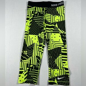 Nike Kids Geometric Leggings - Black and Yellow